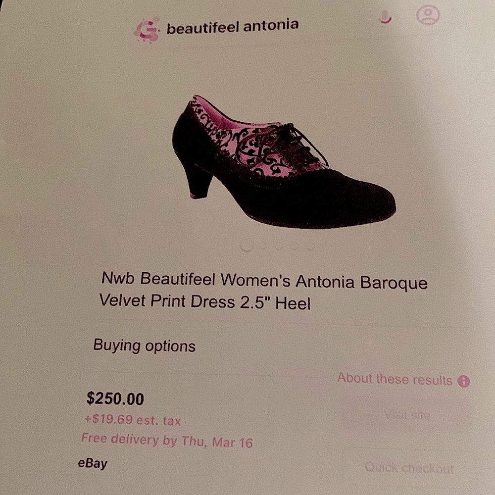 BeautiFeel heals never worn as I broke 2 toes. Can’t wear narrow toe bed. Sz 40
